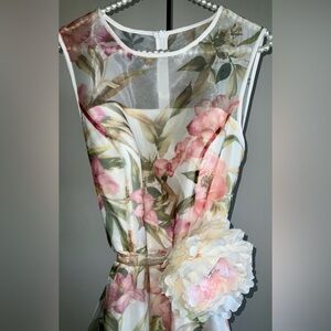 Eliza J Floral Maxi Dress with Pink and Green Accents